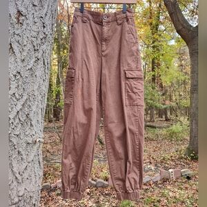 BDG Brown Cargo Jogger Baggy Pants Size Small 27" Elastic Waist Turkey
